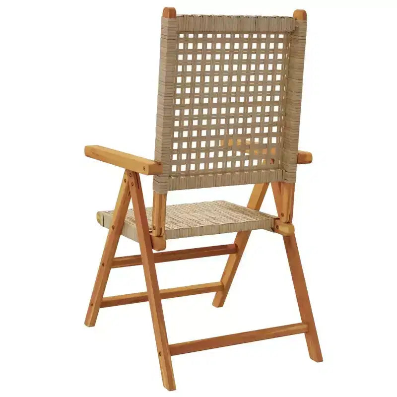 vidaXL Ensemble de 2 chaises de jardin beiges en bois d'acacia massif, résine tressée