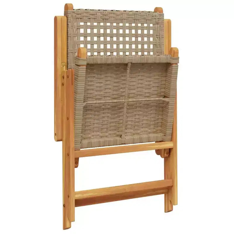 vidaXL Ensemble de 2 chaises de jardin beiges en bois d'acacia massif, résine tressée
