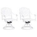 vidaXL Garden Chair Set of 2 White Cast Aluminum Standard Swivel