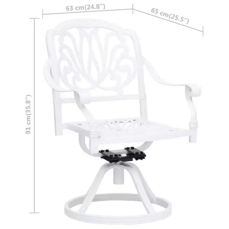 vidaXL Lot de 2 chaises de jardin blanches pivotantes en aluminium coulé Standard