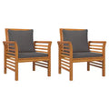 vidaXL Sofa Chair Set of 2 Dark Grey Solid acacia wood Standard