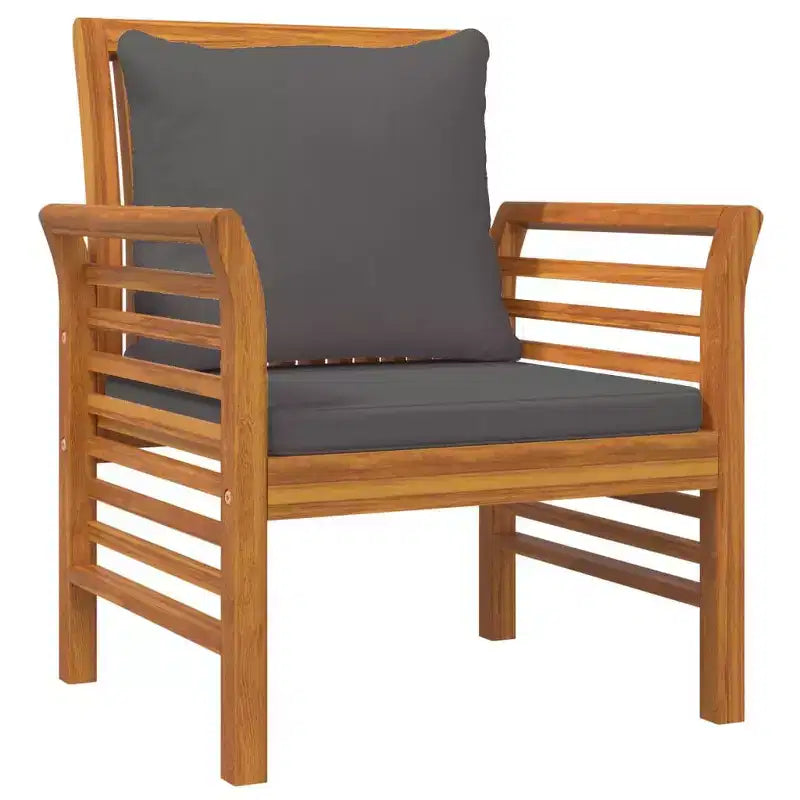 vidaXL Lot de 2 chaises de canapé Bois d'acacia massif Gris foncé Standard