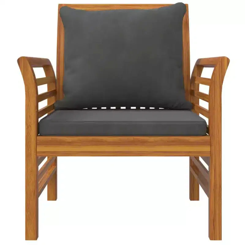 vidaXL Lot de 2 chaises de canapé Bois d'acacia massif Gris foncé Standard