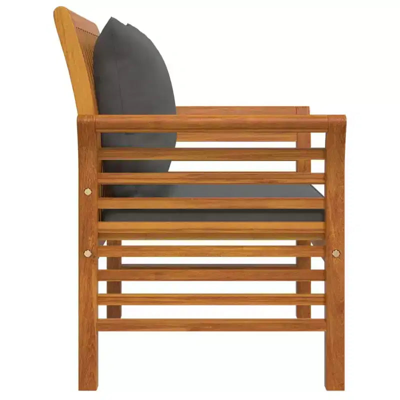 vidaXL Lot de 2 chaises de canapé Bois d'acacia massif Gris foncé Standard