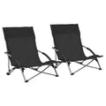 vidaXL Beach Chair Set of 2 Black Oxford fabric, Steel Standard