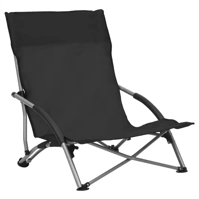 vidaXL Lot de 2 Chaises de Plage Noir Tissu Oxford, Acier Standard