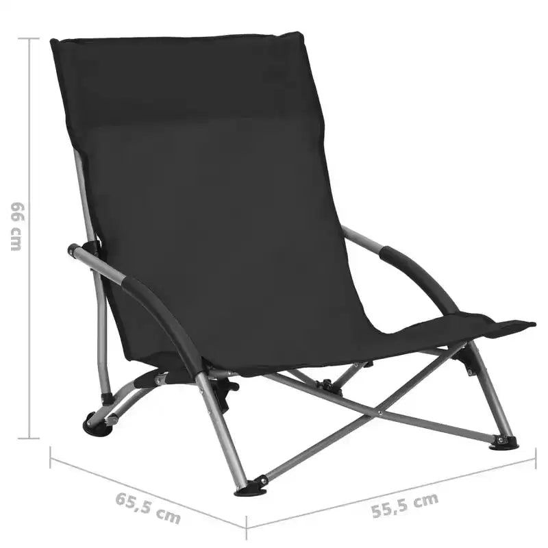 vidaXL Lot de 2 Chaises de Plage Noir Tissu Oxford, Acier Standard