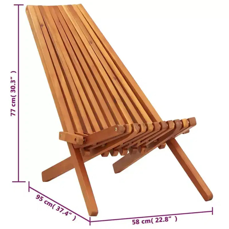 vidaXL Chaise d'extérieur marron en bois d'acacia massif pliable Standard