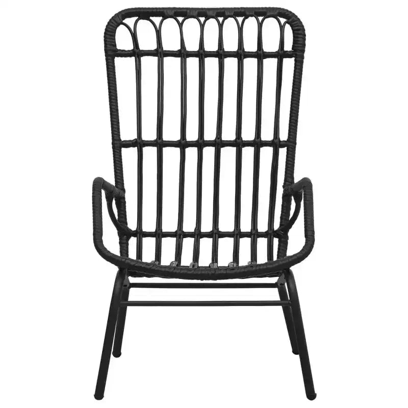vidaXL Chaise de jardin noire en rotin synthétique et acier laqué époxy moyen