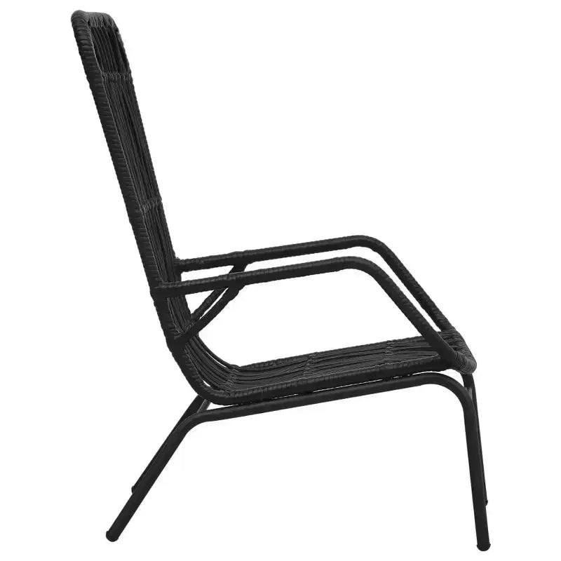 vidaXL Chaise de jardin noire en rotin synthétique et acier laqué époxy moyen