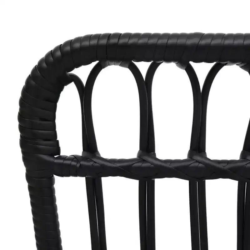 vidaXL Chaise de jardin noire en rotin synthétique et acier laqué époxy moyen