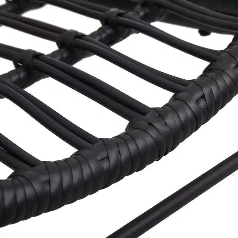 vidaXL Chaise de jardin noire en rotin synthétique et acier laqué époxy moyen