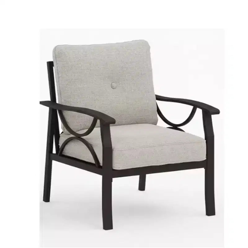 Lot de 2 fauteuils de patio, structure métallique avec coussins, mobilier de jardin d'extérieur