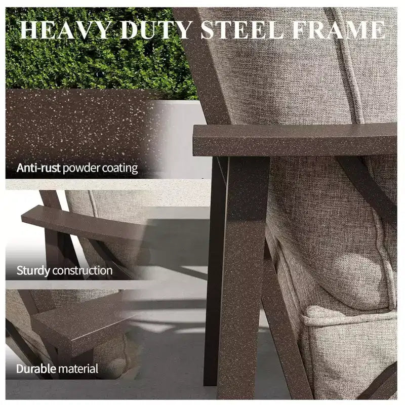 Lot de 2 fauteuils de patio, structure métallique avec coussins, mobilier de jardin d'extérieur