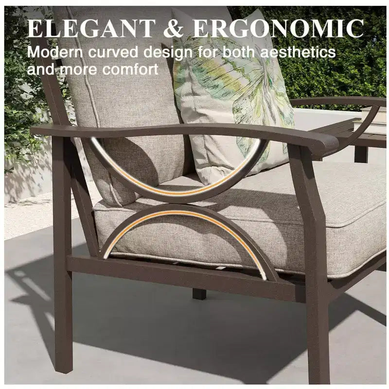 Lot de 2 fauteuils de patio, structure métallique avec coussins, mobilier de jardin d'extérieur