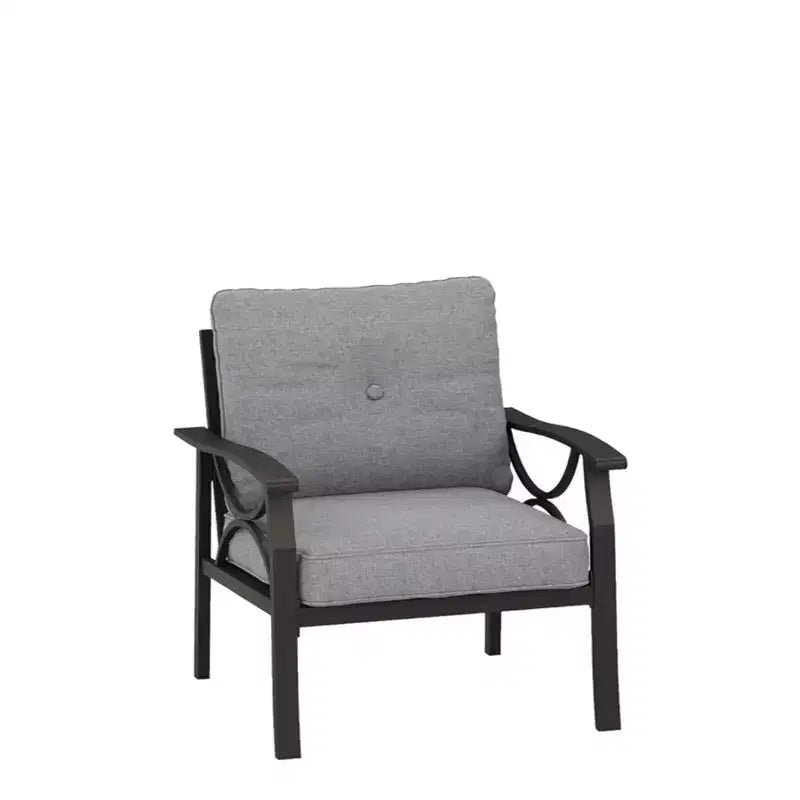 Lot de 2 fauteuils de patio, structure métallique avec coussins, mobilier de jardin d'extérieur