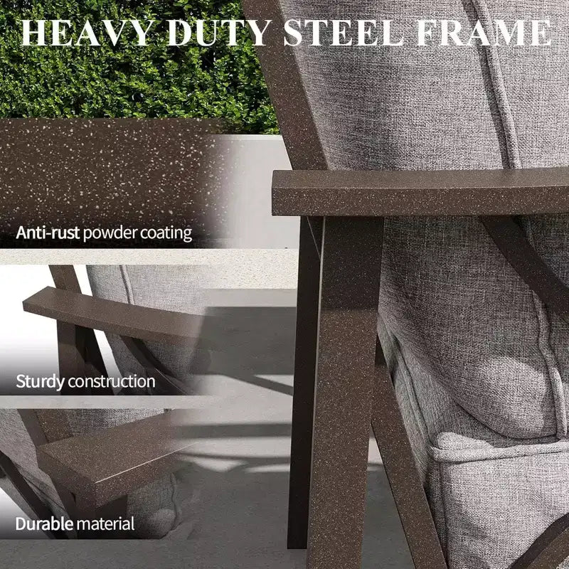 Lot de 2 fauteuils de patio, structure métallique avec coussins, mobilier de jardin d'extérieur
