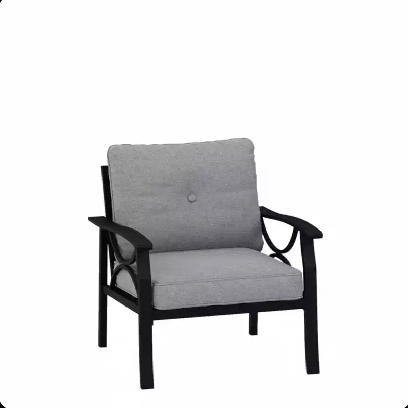 Lot de 2 fauteuils de patio, structure métallique avec coussins, mobilier de jardin d'extérieur