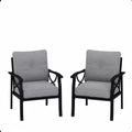 Set of 2 Patio Armchairs Metal Frame with Cushions Outdoor Garden Furniture
