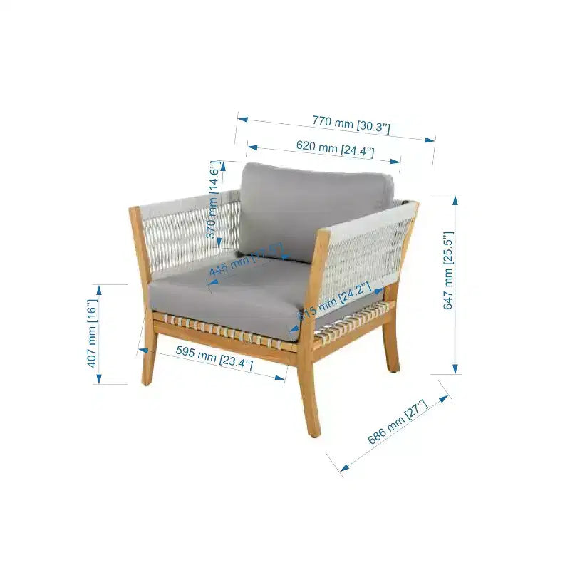 Christopher Knight Home Mai Chaises de jardin modernes d'extérieur en acacia avec corde tressée et coussins (Lot de 2)