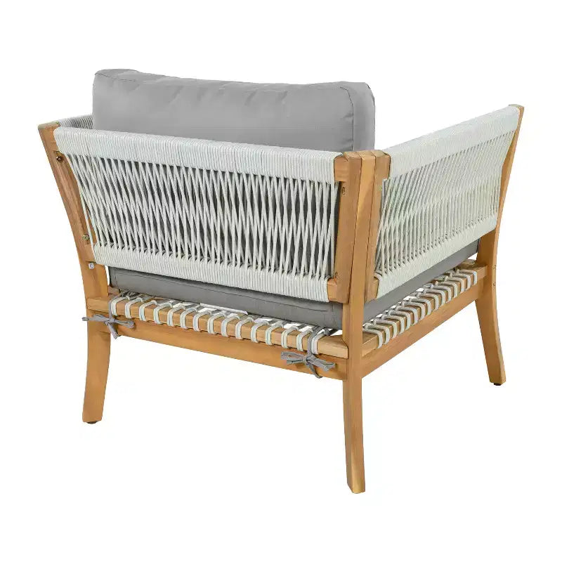 Christopher Knight Home Mai Chaises de jardin modernes d'extérieur en acacia avec corde tressée et coussins (Lot de 2)