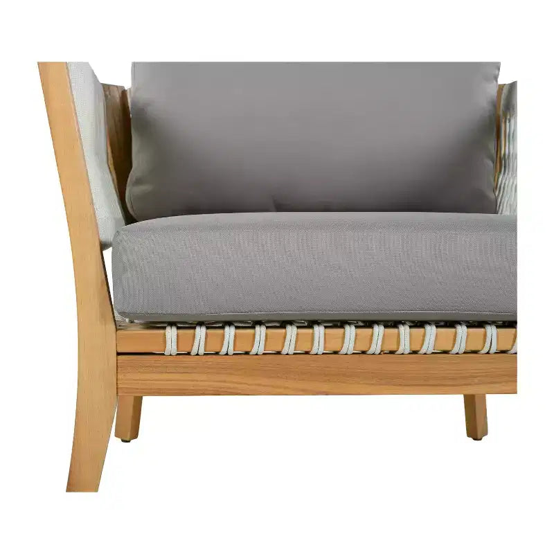 Christopher Knight Home Mai Chaises de jardin modernes d'extérieur en acacia avec corde tressée et coussins (Lot de 2)