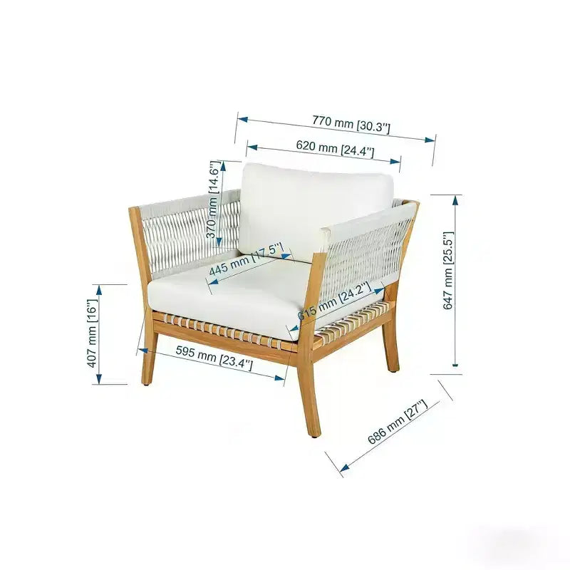 Christopher Knight Home Mai Chaises de jardin modernes d'extérieur en acacia avec corde tressée et coussins (Lot de 2)