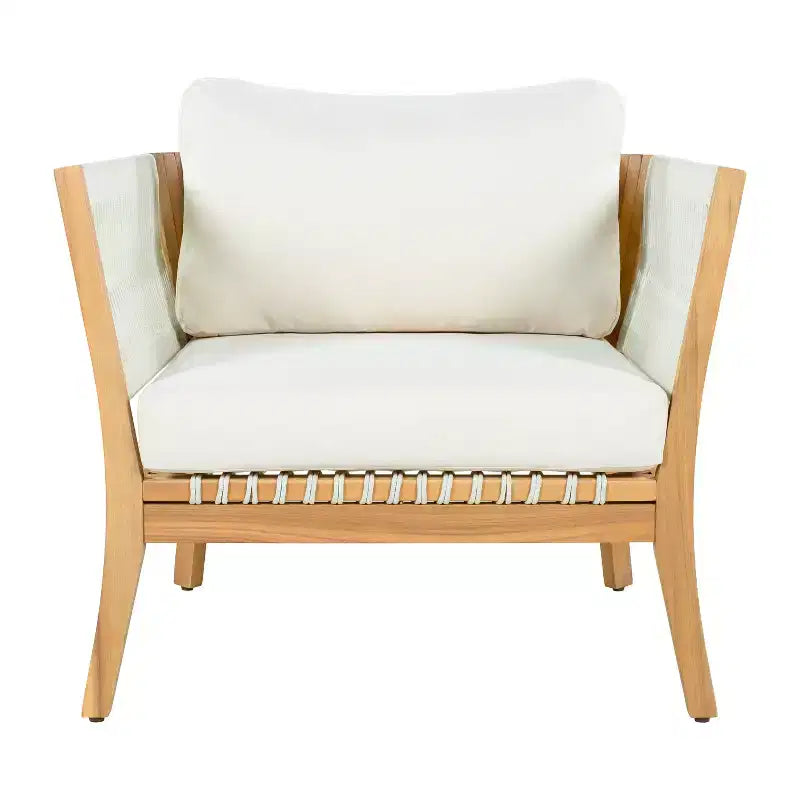 Christopher Knight Home Mai Chaises de jardin modernes d'extérieur en acacia avec corde tressée et coussins (Lot de 2)
