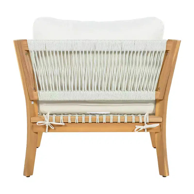 Christopher Knight Home Mai Chaises de jardin modernes d'extérieur en acacia avec corde tressée et coussins (Lot de 2)