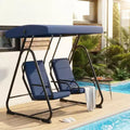 2-Person Outdoor Patio Swing with Independent Seats, Adjustable Canopy, Removable Cushions & Heavy Duty Steel Frame, Weather Resistant for Porch