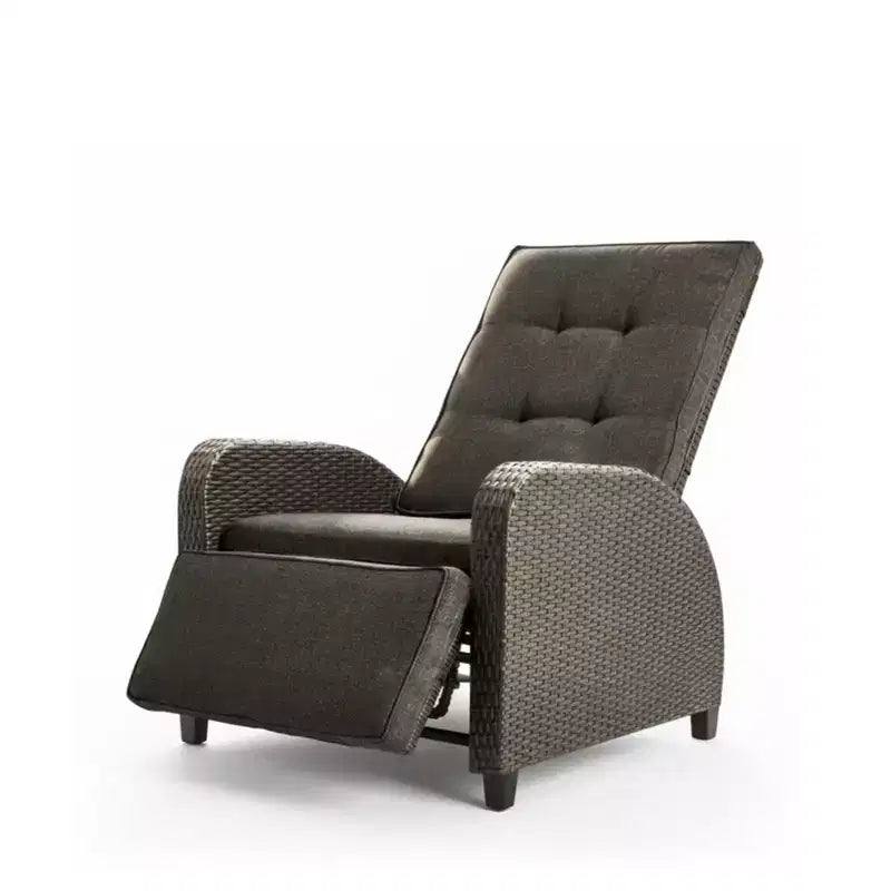Chaise longue d'extérieur inclinable 30 positions avec coussins gris et repose-pieds