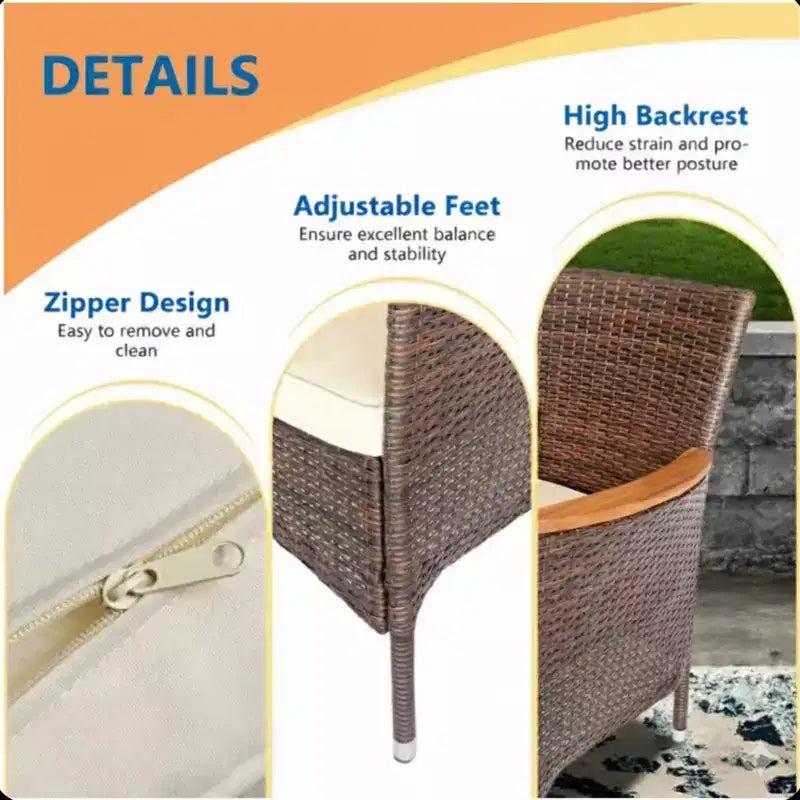 Chaise de salle à manger en rotin tressé pour patio, résistant aux intempéries (lot de 4)