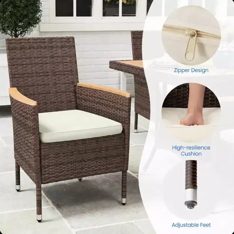 Chaise de salle à manger en rotin tressé pour patio, résistant aux intempéries (lot de 4)