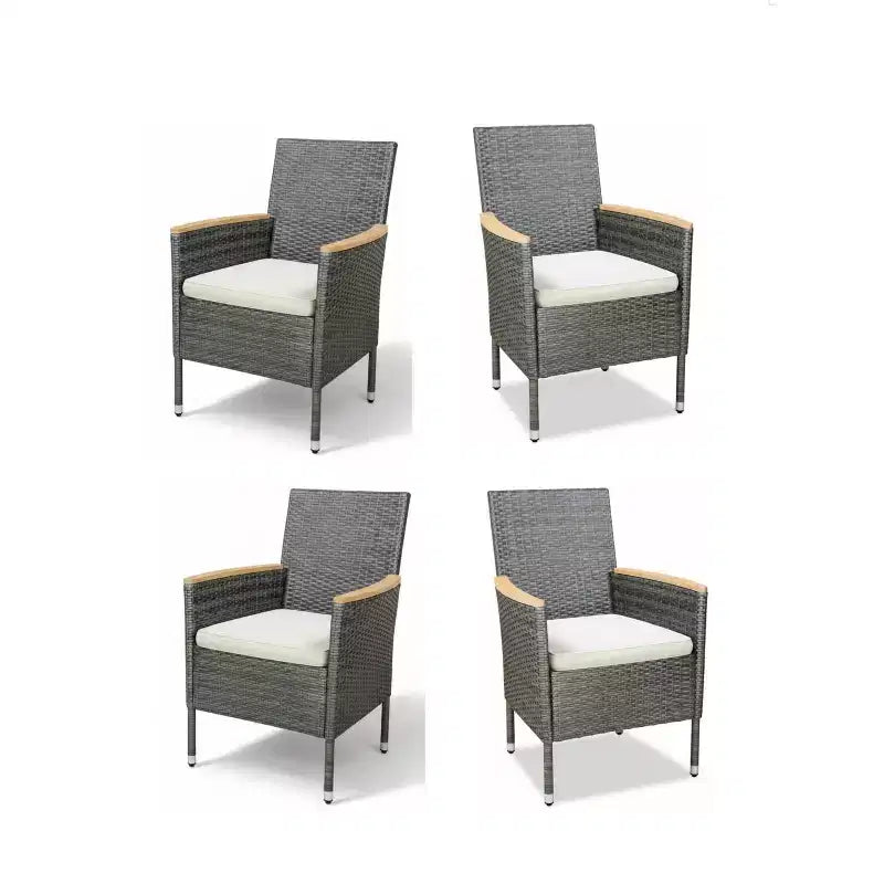 Chaise de salle à manger en rotin tressé pour patio, résistant aux intempéries (lot de 4)