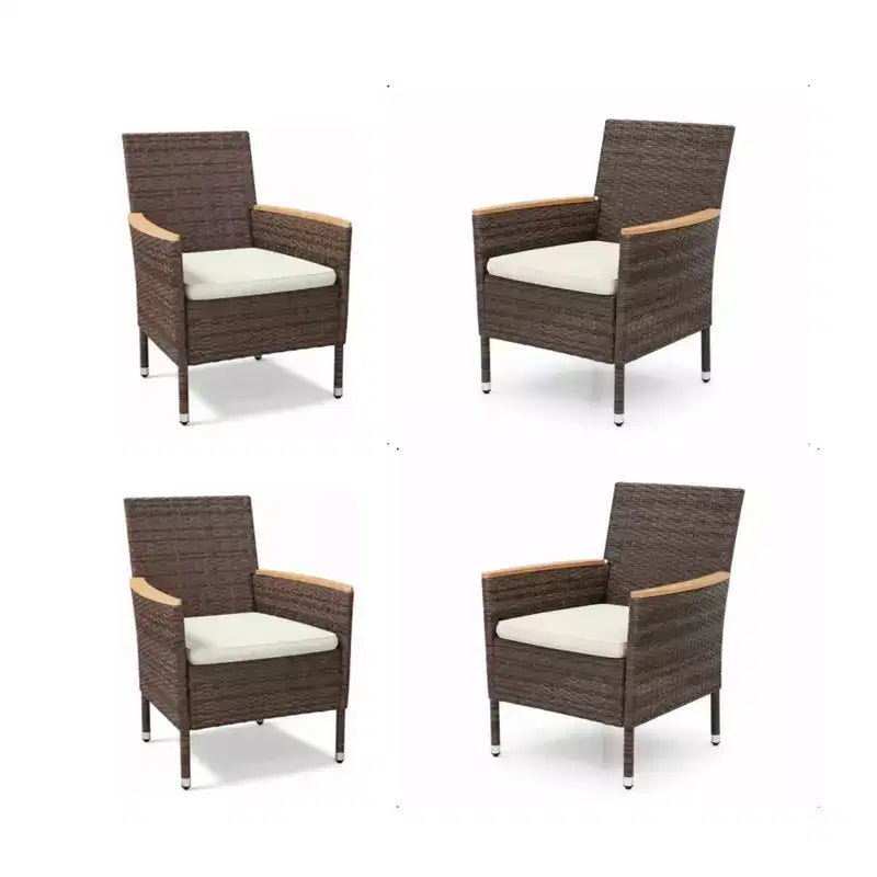 Chaise de salle à manger en rotin tressé pour patio, résistant aux intempéries (lot de 4)