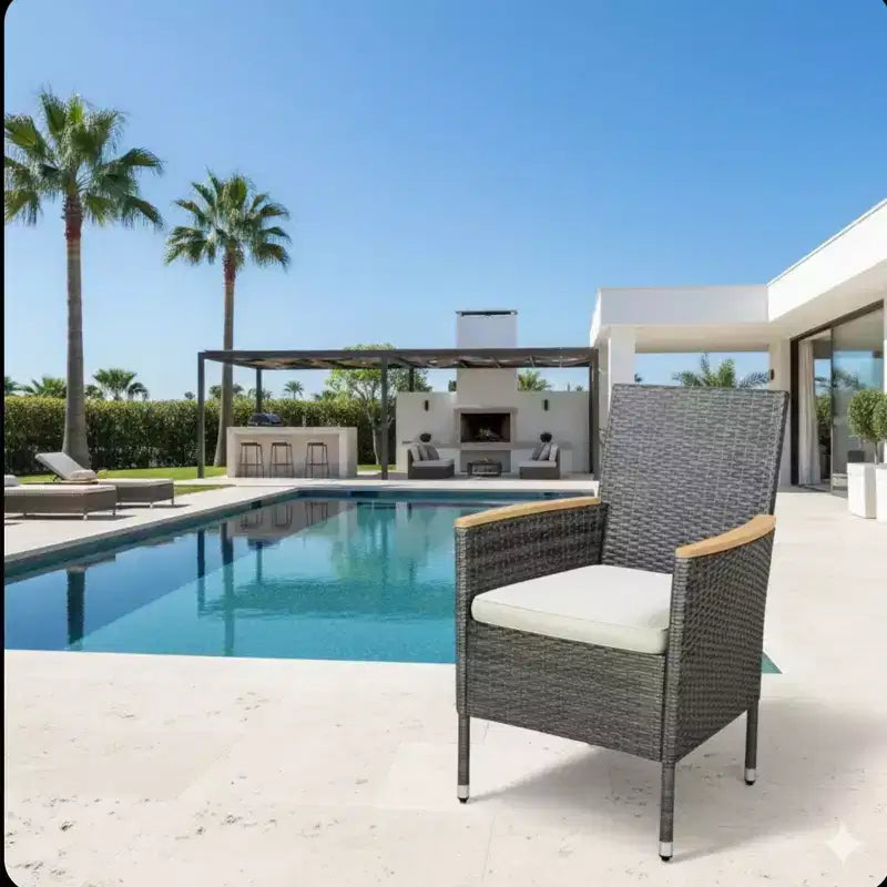 Chaise de salle à manger en rotin tressé pour patio, résistant aux intempéries (lot de 4)