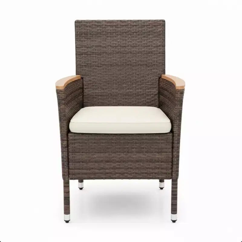 Chaise de salle à manger en rotin tressé pour patio, résistant aux intempéries (lot de 4)