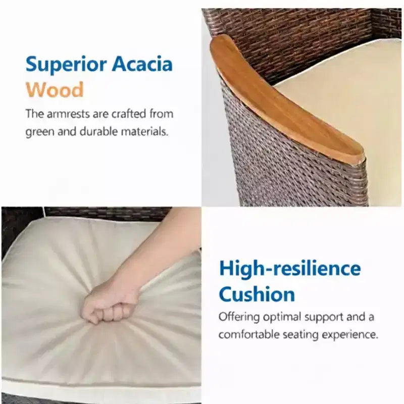Chaise de salle à manger en rotin tressé pour patio, résistant aux intempéries (lot de 4)