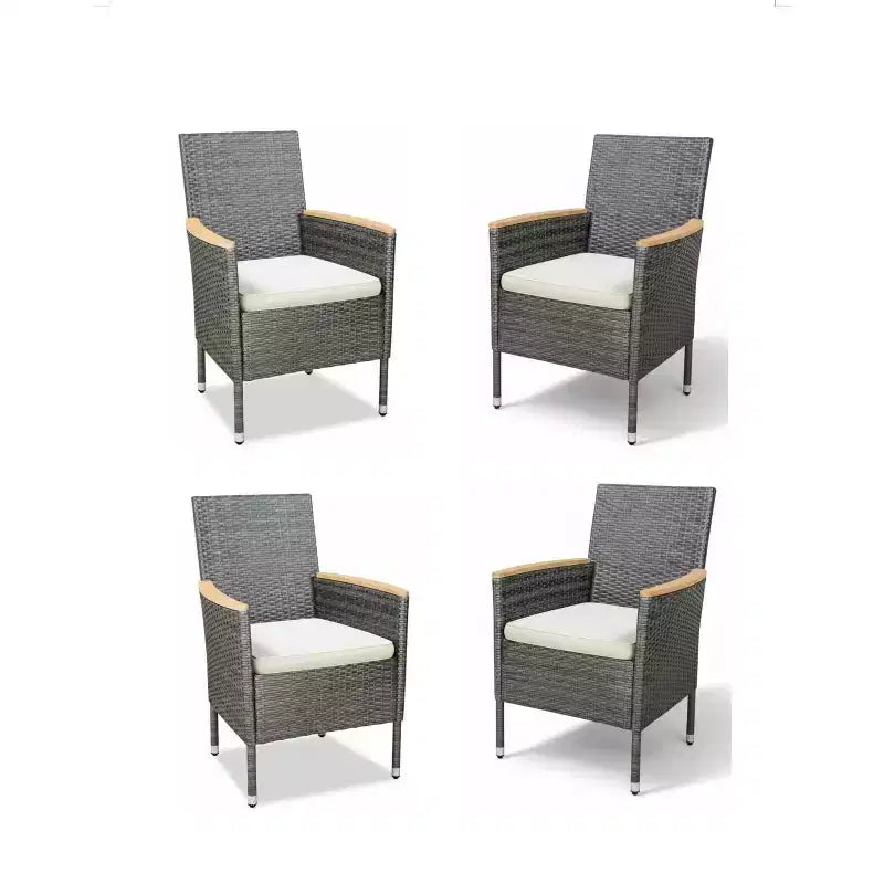 Chaise de salle à manger en rotin tressé pour patio, résistant aux intempéries (lot de 4)