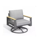 All-Weather 30 Aluminum Swivel Patio Dining Chairs with Gray Cushions