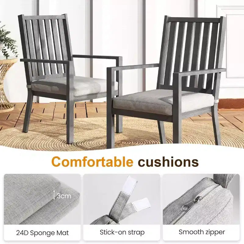 Lot de 4 chaises de salle à manger d'extérieur en aluminium toutes saisons 23 po avec coussins épais