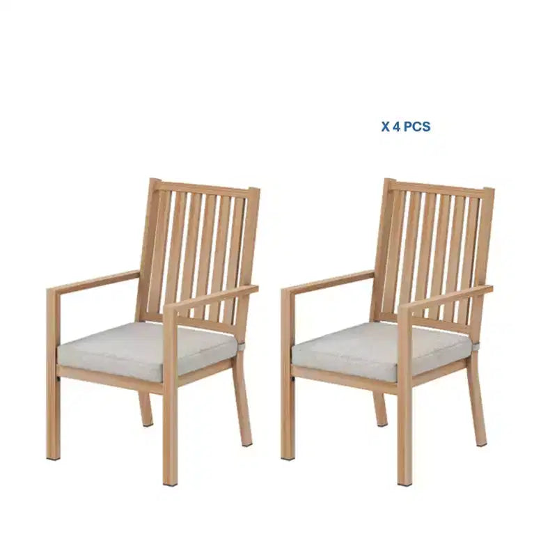 Lot de 4 chaises de salle à manger d'extérieur en aluminium toutes saisons 23 po avec coussins épais