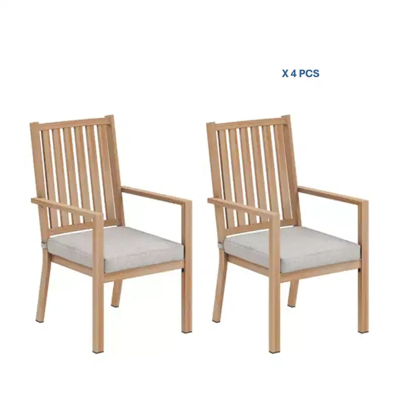 Lot de 4 chaises de salle à manger d'extérieur en aluminium toutes saisons 23 po avec coussins épais