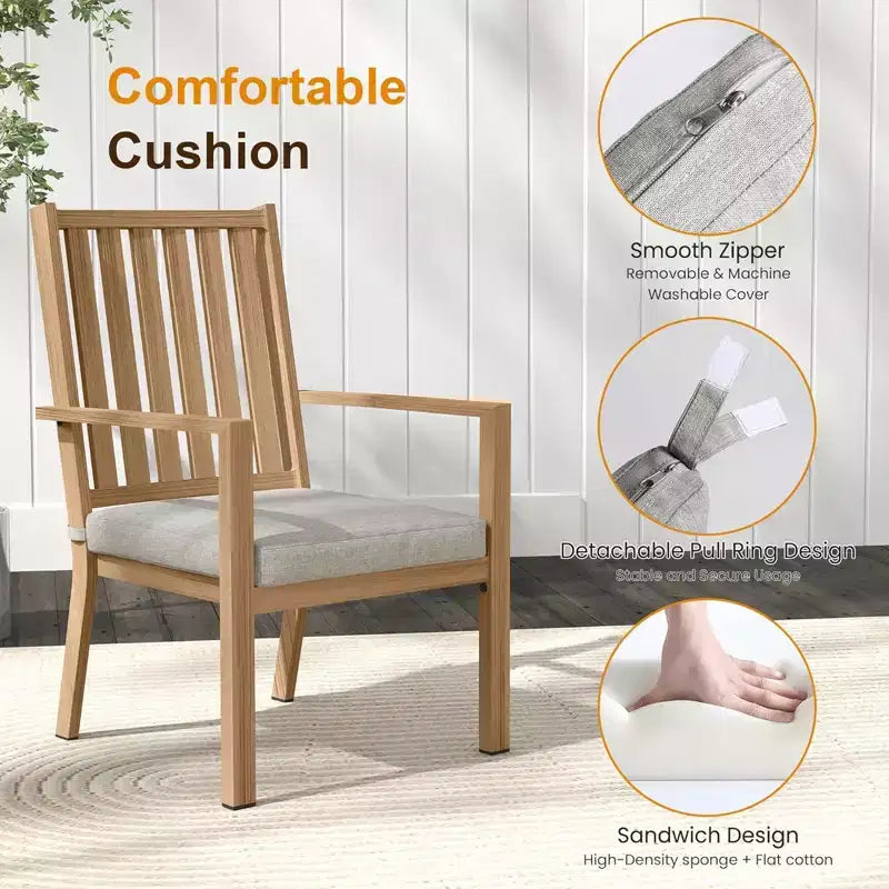 Lot de 4 chaises de salle à manger d'extérieur en aluminium toutes saisons 23 po avec coussins épais