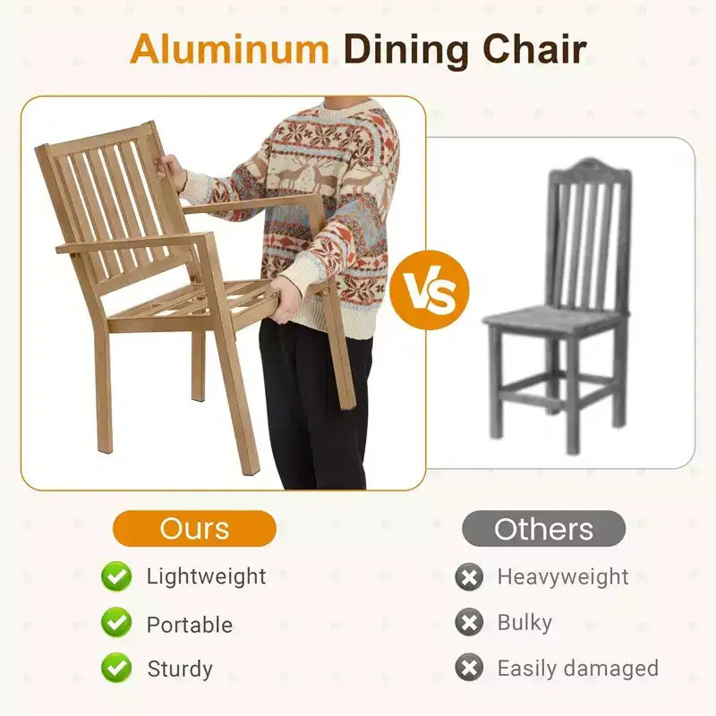 Lot de 4 chaises de salle à manger d'extérieur en aluminium toutes saisons 23 po avec coussins épais