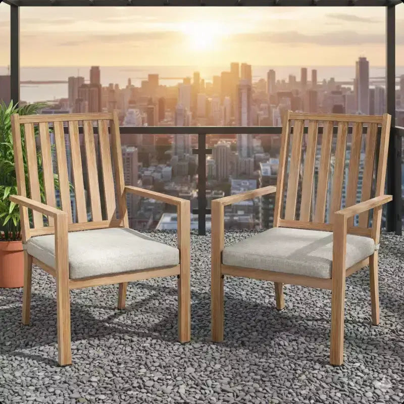 Lot de 4 chaises de salle à manger d'extérieur en aluminium toutes saisons 23 po avec coussins épais