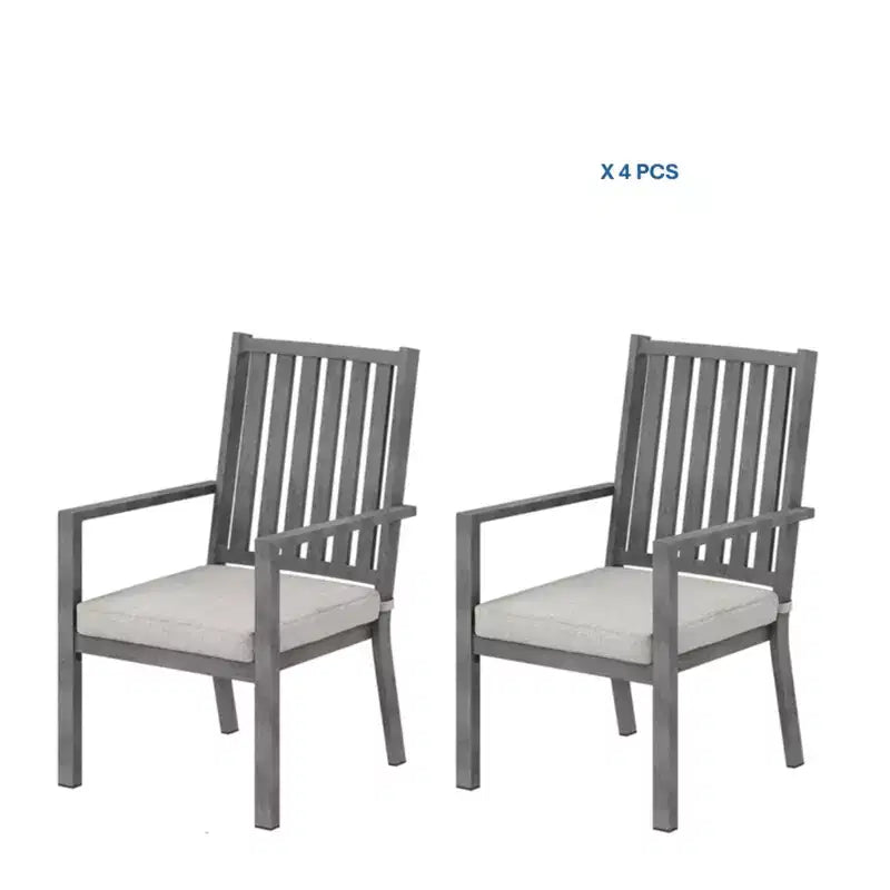 Lot de 4 chaises de salle à manger d'extérieur en aluminium toutes saisons 23 po avec coussins épais