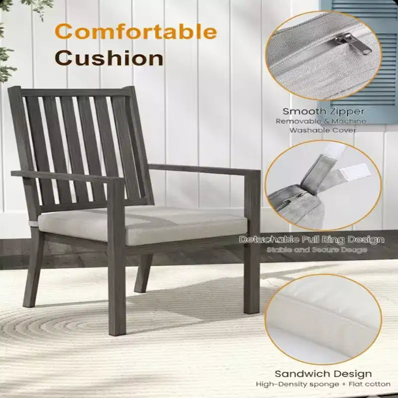 Lot de 4 chaises de salle à manger d'extérieur en aluminium toutes saisons 23 po avec coussins épais