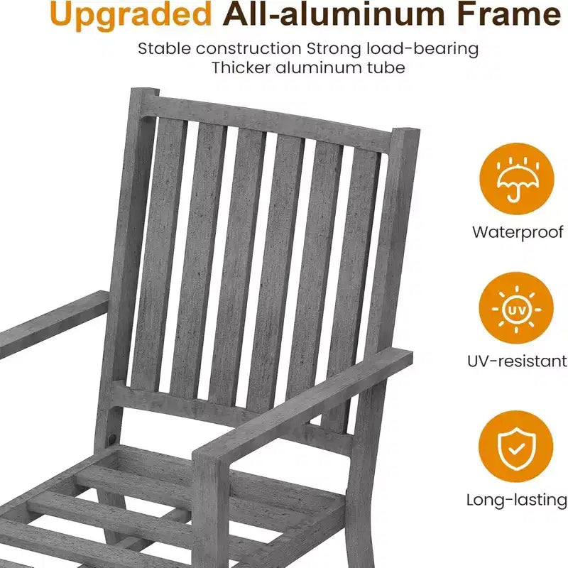 Lot de 4 chaises de salle à manger d'extérieur en aluminium toutes saisons 23 po avec coussins épais