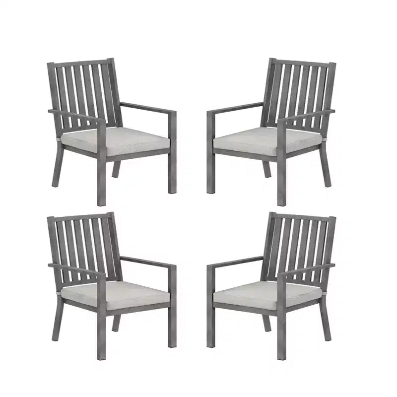 Set of 4 23 All-Weather Aluminum Patio Dining Chairs with Thick Cushions